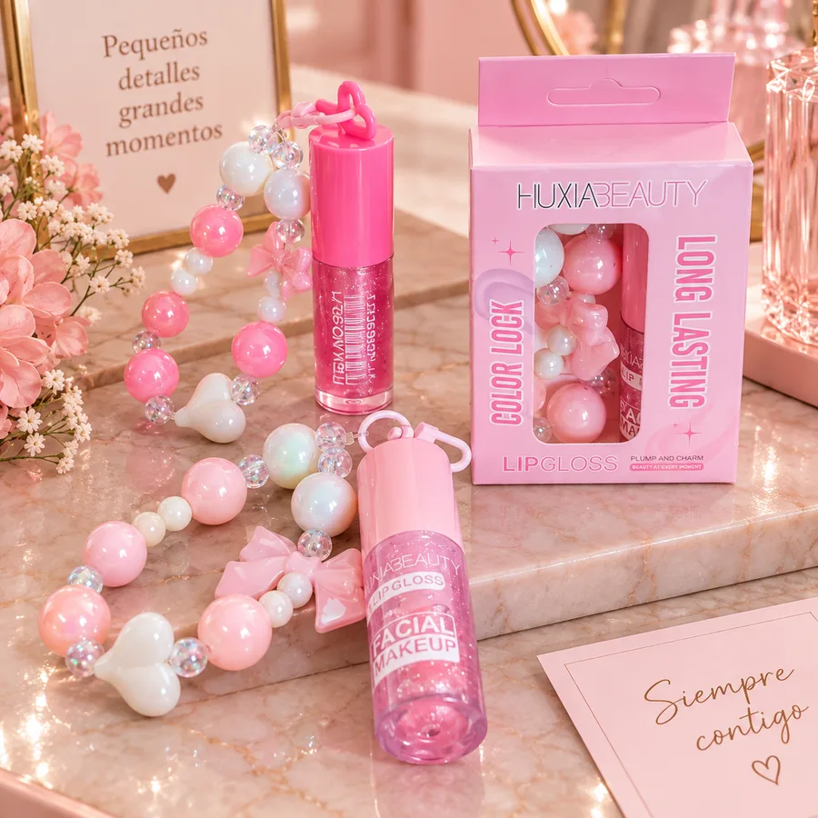 Lip Gloss Huxia En Caja Con LLavero